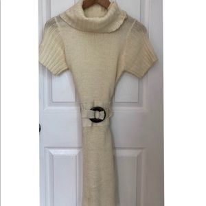Cream Knot Sweater Dress